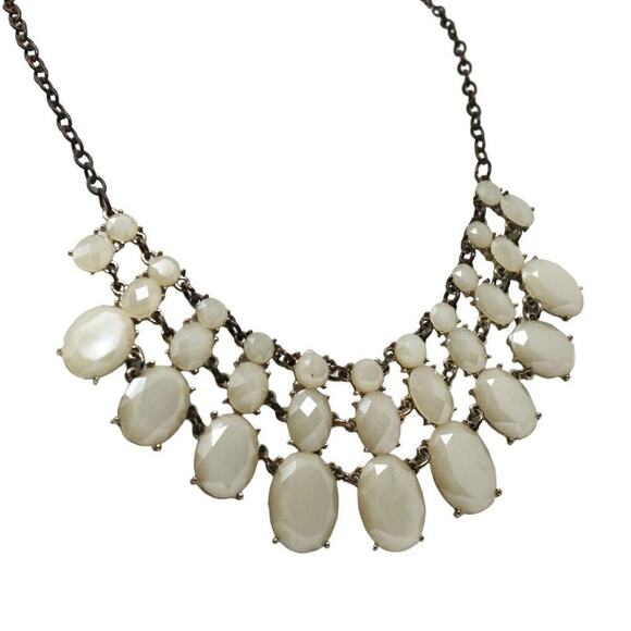 Vintage Bib Style Necklace w 3 Rows of Shiny Faceted Ovals 20" Long - Hey Viv - Picture 5 of 6